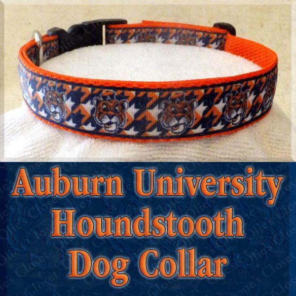 Auburn University Tigers Houndstooth Designer Dog Collar Product Image No1