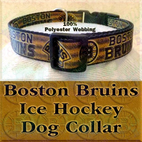 Boston Bruins Ice Hockey Polyester Webbing Designer Dog Collar Product Image No2