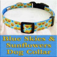 Blue Skies and Sunflowers Designer Dog Collar Product Image No1