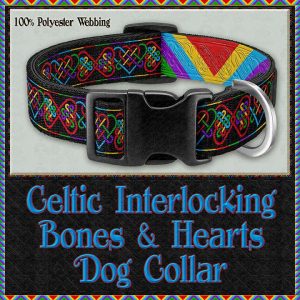 Celtic Interlocking Bone Hearts Designer Dog Collar Product Image No1