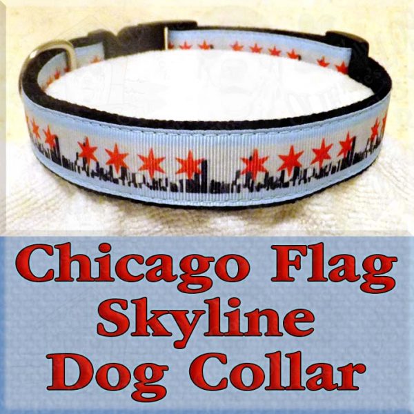 Chicago Flag Skyline Dog Collar Product Image No1