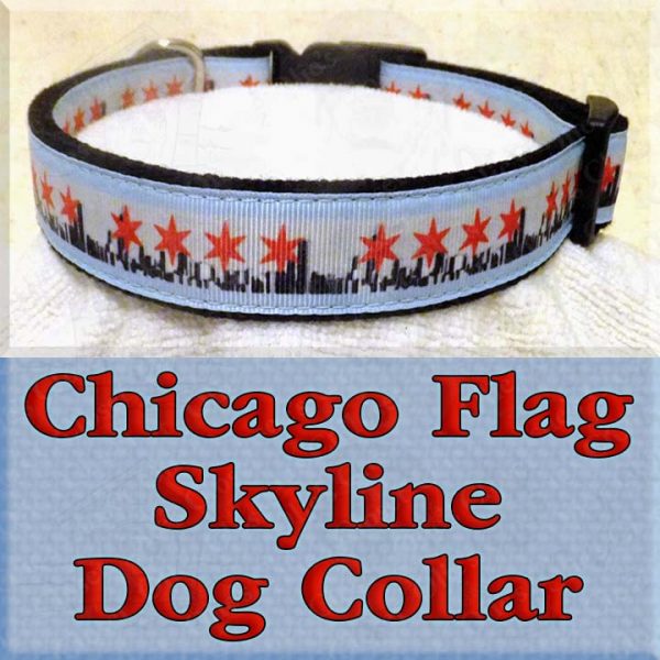 Chicago Flag Skyline Dog Collar Product Image No
