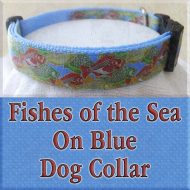 Fishes of the Sea on Blue Dog Collar Product Image No1