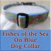 Fishes of the Sea on Blue Dog Collar Product Image No2