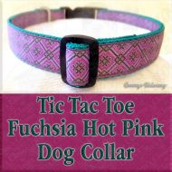 Fuchsia Hot Pink Tic Tac Toe Designer Dog Collar Product Image No2