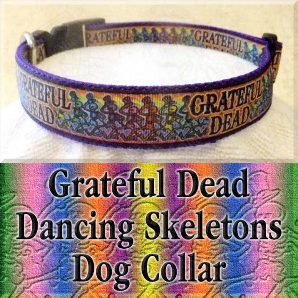 Grateful Dead Dancing Skeletons Designer Dog Collar Product Image No1