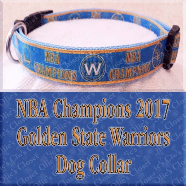 Golden State Warriors NBA Champions 2017 Designer Dog Collar Product Image No1