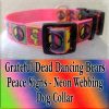 Peace Signs Grateful Dead Dancing Bears Neon Webbing 5 Color Choices Designer Dog Collar Product Image No5