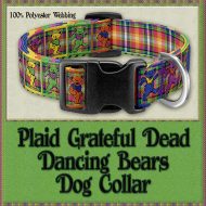 Grateful Dead Plaid Dancing Bears Designer Dog Collar Product Image No1