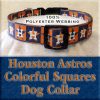 Houston Astros H Logo Orange Navy Squares Polyester Webbing Designer Dog Collar Product Image No1