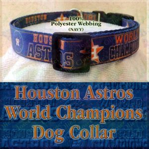 Houston Astros World Champions Navy Blue Polyester Webbing Designer Dog Collar Product Image No2