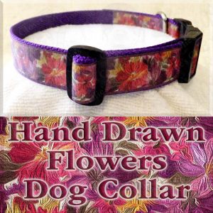 Hand Drawn Flowers Dog Collar Product Image No2