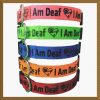 I Am Deaf Neon Polyester Webbing Designer Dog Collar Product Image No1
