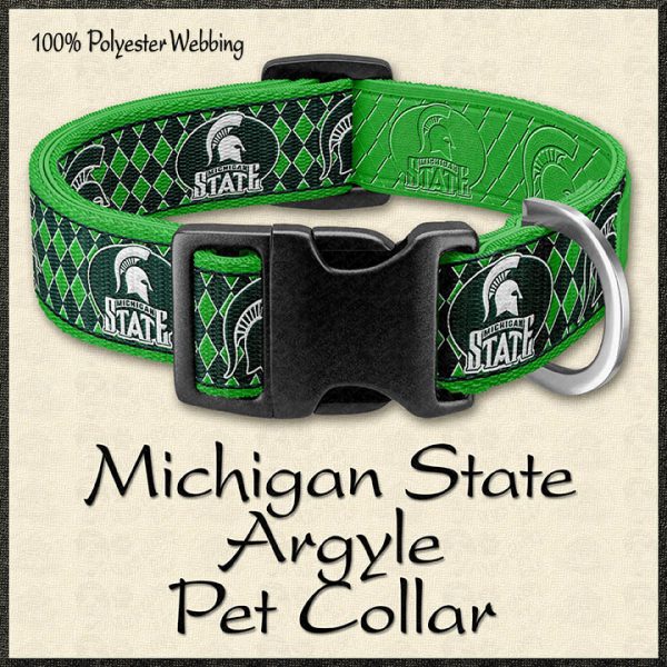 Michigan State Argyle Pet Collar Product Image No1
