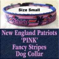 New England NE Patriots Pink Fancy Stripes Size Small Designer Dog Collar Product Image No2