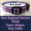 New England NE Patriots Pink Fancy Stripes Size Small Designer Dog Collar Product Image No1