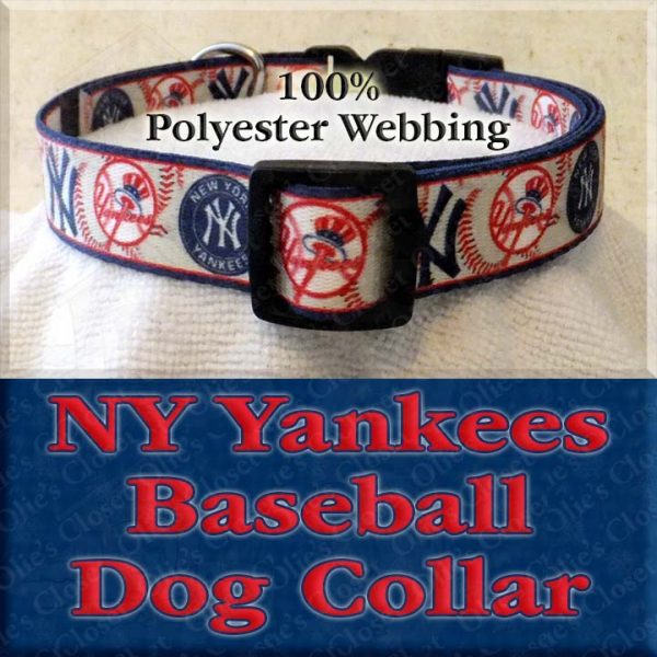 NY New York Yankees Baseball Polyester Webbing Designer Dog Collar Product Image No1
