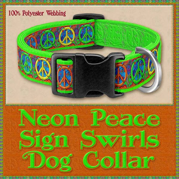 Neon Peace Signs Designer Dog Collar Product Image No1