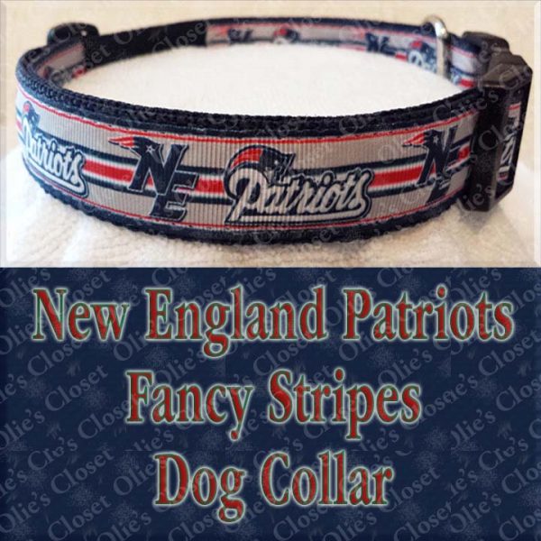 New England Patriots Fancy Stripe Dog Collar Product Image No1