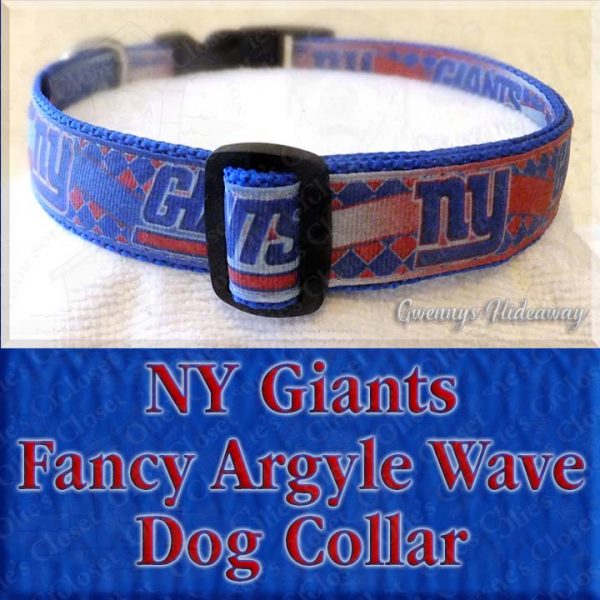 New York Giants Fancy Wavy Argyle Dog Collar Product Image No1