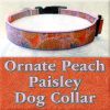 Ornate Fancy Peach Paisley Designer Dog Collar Product Image No1