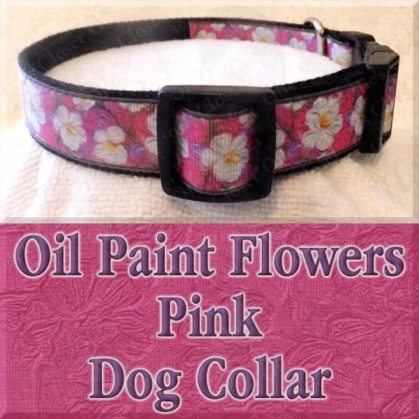 Pink Oil Paint Flowers Designer Dog Collar Product Image No2