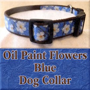 Blue Oil Paint Flowers Designer Dog Collar Product Image No2