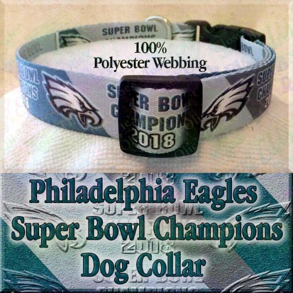 Philadelphia Eagles Super Bowl Champions Diagonal Team Color Stripes Polyester Webbing Designer Dog Collar Product Image No5