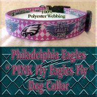 Hot Pink Argyle Philadelphia Eagles Go Green Fly Eagles Fly Polyester Webbing Designer Dog Collar Product Image No6