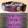 Pink Pittsburgh Steelers Football Polyester Webbing Designer Dog Collar Product Image No1