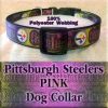 Pink Pittsburgh Steelers Football Polyester Webbing Designer Dog Collar Product Image No4