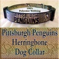 Pittsburgh Penguins Ice Hockey Herringbone Polyester Webbing Designer Dog Collar Product Image No3