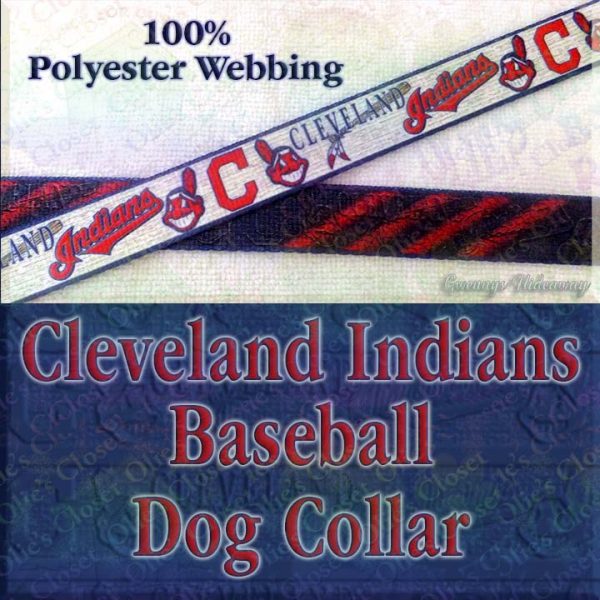 Cleveland Indians Baseball Polyester Webbing Designer Dog Collar Product Image No2
