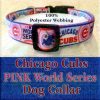 Pink Chicago Cubs World Series Champions Win Flag Polyester Webbing Designer Dog Collar Product Image No4