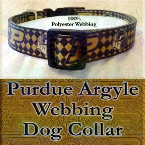 Purdue University Boilermakers Argyle Polyester Webbing Designer Dog Collar Product Image No1
