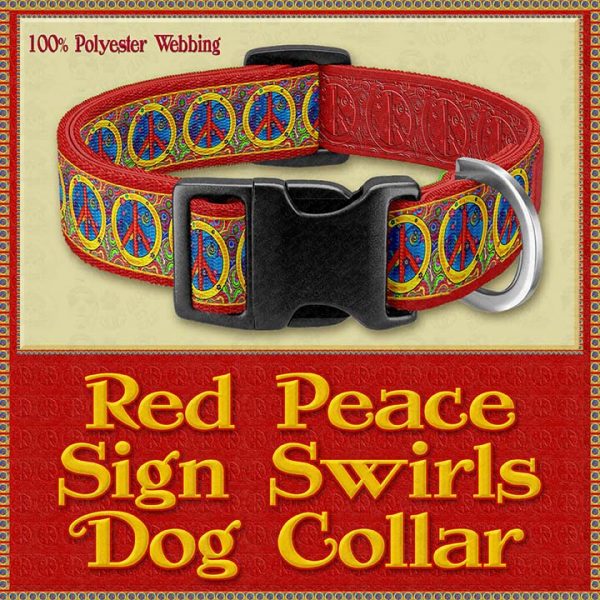 RED Peace Signs Designer Dog Collar Product Image No1