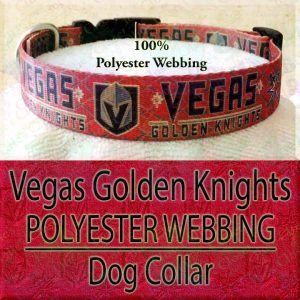 Hot Red Vegas Golden Knights NHL Ice Hockey Polyester Webbing Designer Dog Collar Product Image No3
