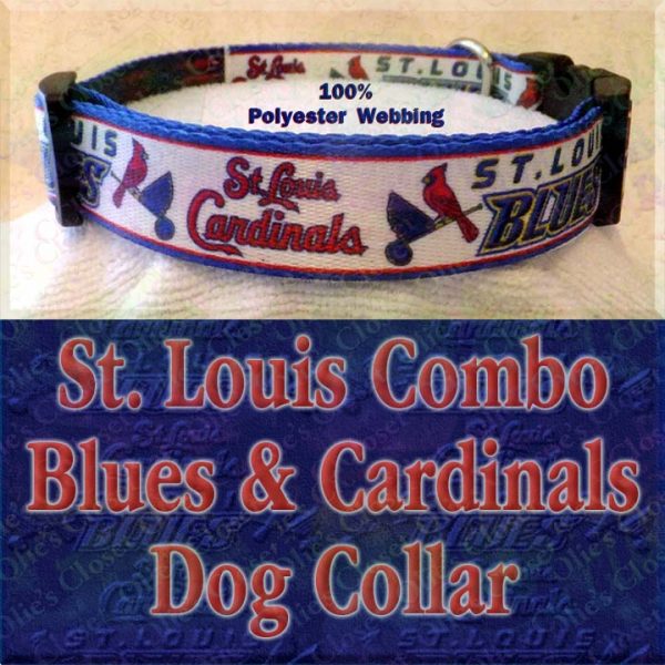 Saint St. Louis Cardinals and Saint St Louis Blues Combo Logo Polyester Webbing Designer Dog Collar Product Image No2
