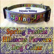 Spring Theme Pastel Hibiscus Flowers Polyester Webbing Designer Dog Collar Product Image No3