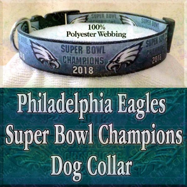 Gradient Mean Green Philadelphia Eagles Super Bowl Champions 2018 Polyester Webbing Designer Dog Collar Product Image No3
