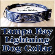 Tampa Bay Lightning Bolts NHL Ice Hockey Polyester Webbing Designer Dog Collar Product Image No3