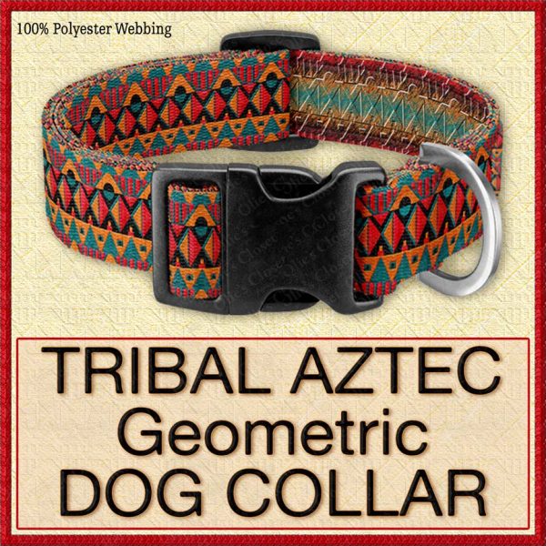 Tribal Aztec Geometric Designer Dog Collar Product Image No1