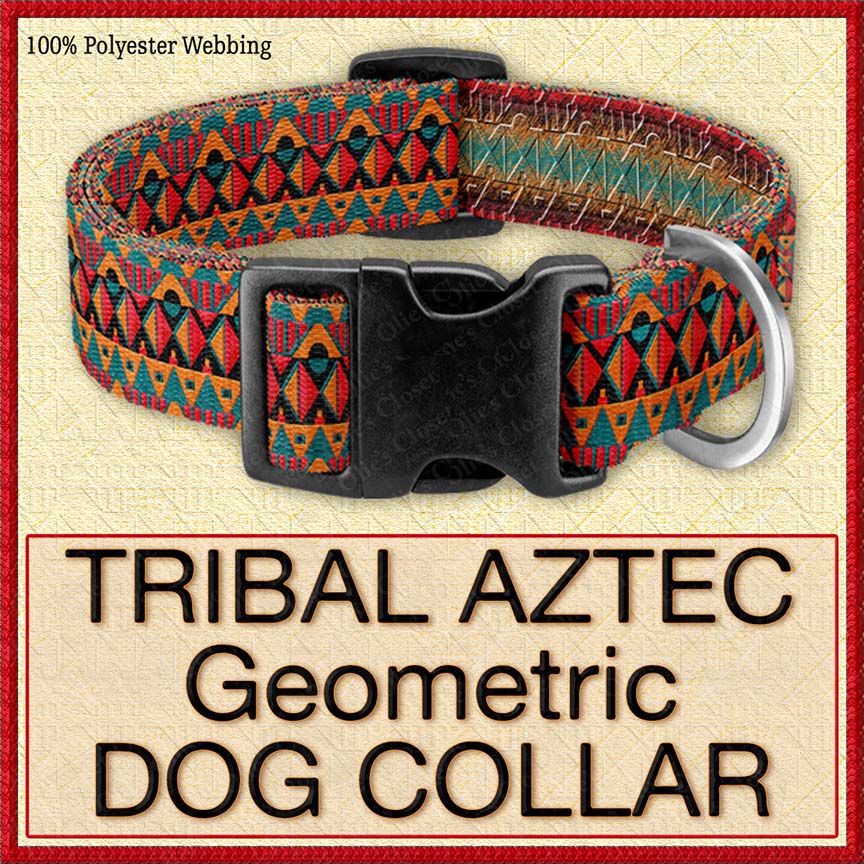 Tribal Aztec Indian Geometric Designer Exclusive Dog Collar – Custom Design Dog  Collars