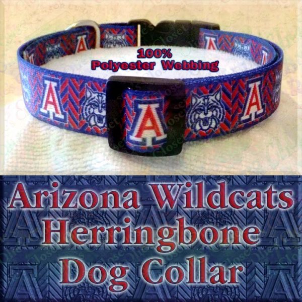 Arizona Wildcats Herringbone Polyester Webbing Designer Dog Collar Product Image No1