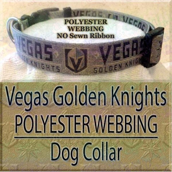 Vegas Golden Knights Polyester Webbing NHL Ice Hockey Designer Dog Collar Product Image No2