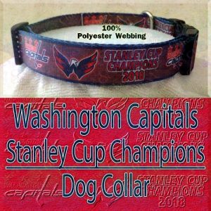 Washington Capitals Stanley Cup Champions 2018 Ice Hockey Polyester Webbing Designer Dog Collar Product Image No3