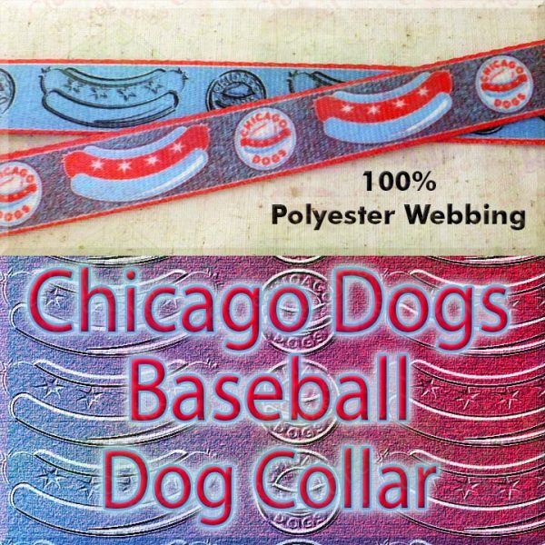Chicago Dogs Baseball Polyester Webbing Designer Dog Collar Product Image No1