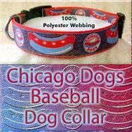 Chicago Dogs Baseball Polyester Webbing Designer Dog Collar Product Image No2