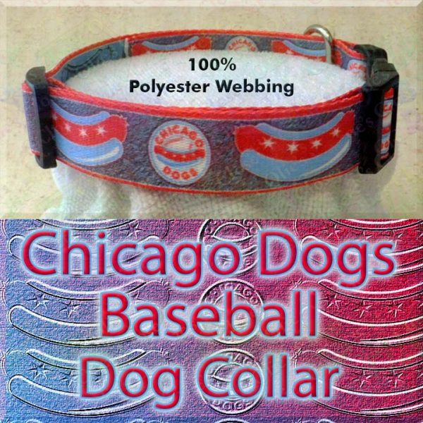 Chicago Dogs Baseball Polyester Webbing Designer Dog Collar Product Image No4