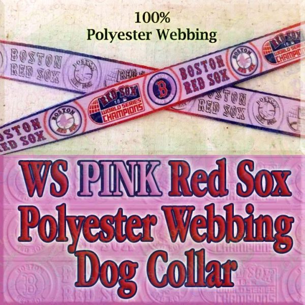 World Series PINK Boston Red Sox Designer Dog Collar Product Image No1